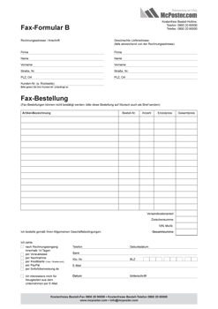 Fax-Bestellschein | McPoster.com Fax-Bestellschein | McPoster.com