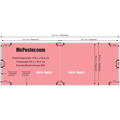 Skizze Hartfaserplatte 62 x 172 cm Querformat