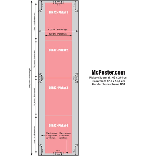Skizze Hartfaserplatte 63 x 244 cm Hochformat