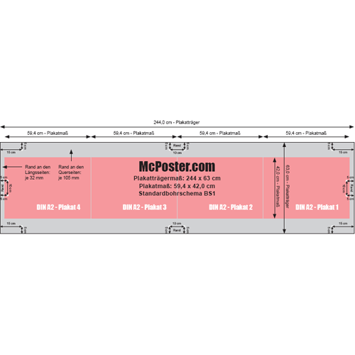 Skizze Hartfaserplatte 63 x 244 cm Querformat